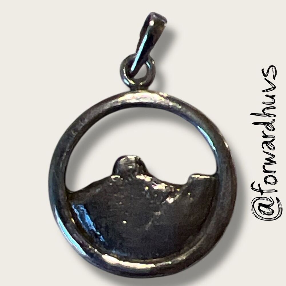 Sterling Silver Mountain Pendant – Textured Circular Design